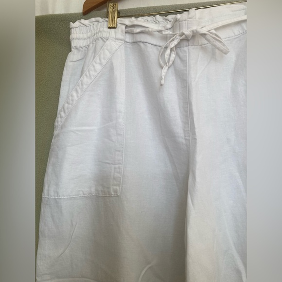 LOFT White Cotton/Linen Extra Wide Leg Pants Size XL - Picture 4 of 9